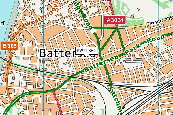 SW11 3EG map - OS VectorMap District (Ordnance Survey)