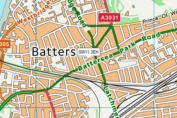 SW11 3EH map - OS VectorMap District (Ordnance Survey)