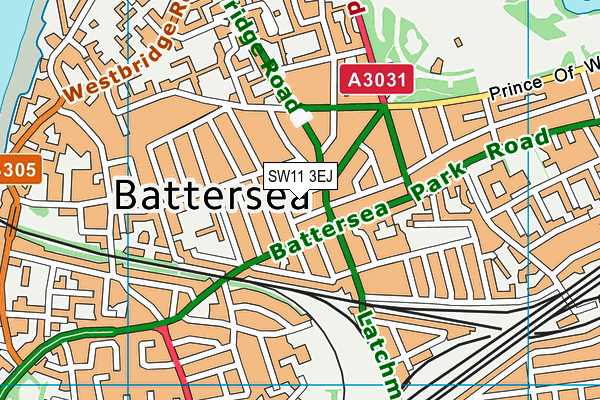 SW11 3EJ map - OS VectorMap District (Ordnance Survey)