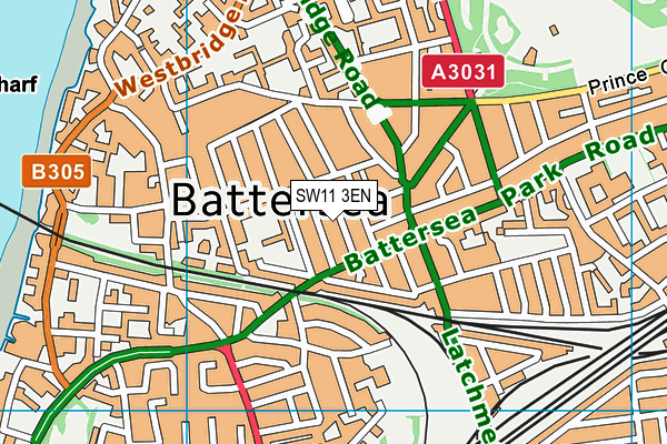 SW11 3EN map - OS VectorMap District (Ordnance Survey)