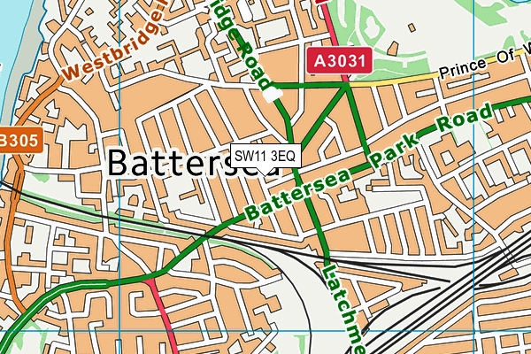 SW11 3EQ map - OS VectorMap District (Ordnance Survey)