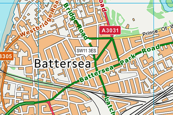 SW11 3ES map - OS VectorMap District (Ordnance Survey)