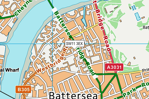 SW11 3EX map - OS VectorMap District (Ordnance Survey)