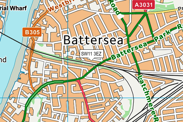 SW11 3EZ map - OS VectorMap District (Ordnance Survey)