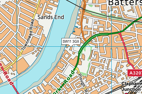 SW11 3GX map - OS VectorMap District (Ordnance Survey)