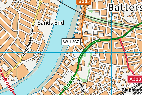 SW11 3GZ map - OS VectorMap District (Ordnance Survey)