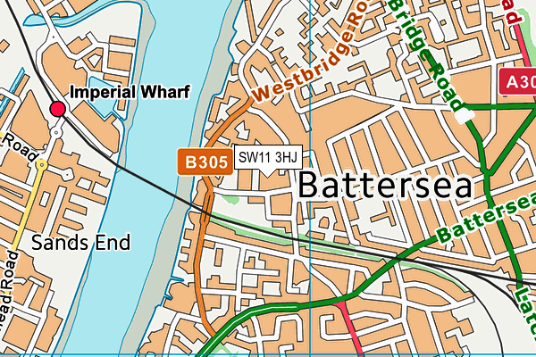 SW11 3HJ map - OS VectorMap District (Ordnance Survey)