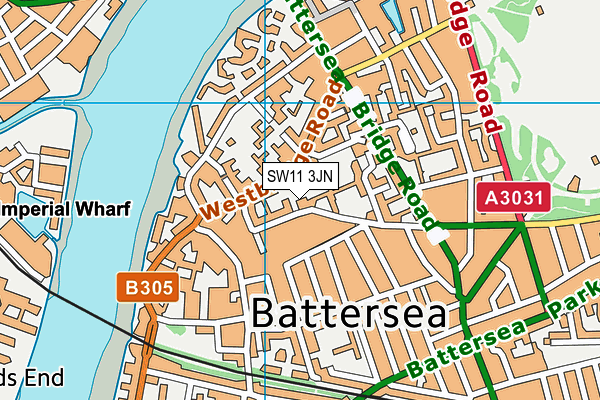 SW11 3JN map - OS VectorMap District (Ordnance Survey)