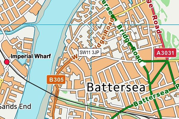 SW11 3JP map - OS VectorMap District (Ordnance Survey)