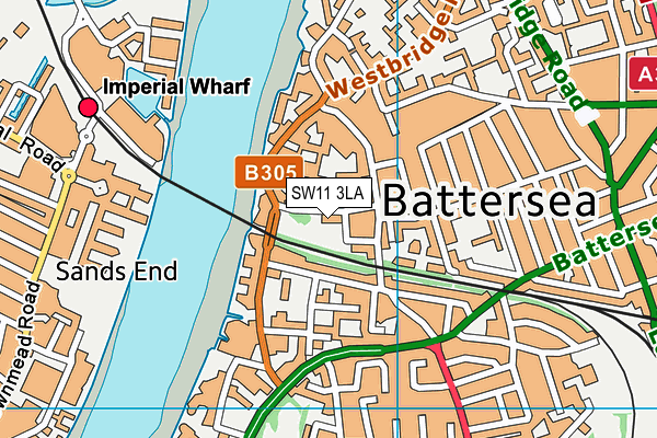 SW11 3LA map - OS VectorMap District (Ordnance Survey)