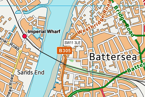 SW11 3LE map - OS VectorMap District (Ordnance Survey)