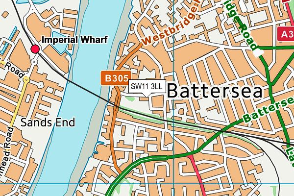 SW11 3LL map - OS VectorMap District (Ordnance Survey)