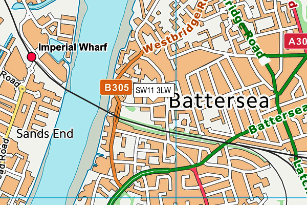 SW11 3LW map - OS VectorMap District (Ordnance Survey)