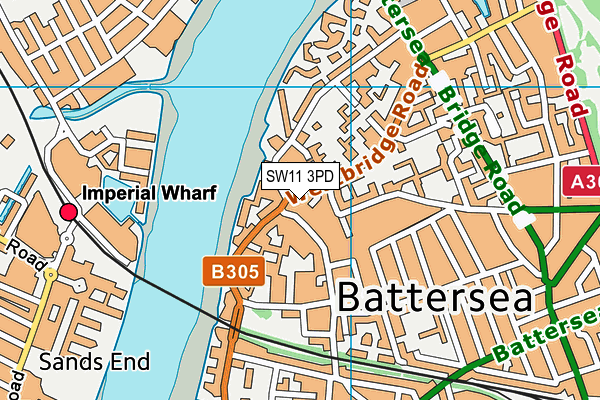 SW11 3PD map - OS VectorMap District (Ordnance Survey)