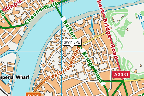 SW11 3PE map - OS VectorMap District (Ordnance Survey)
