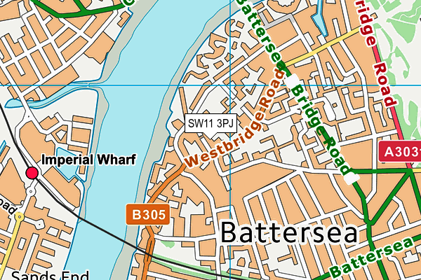 SW11 3PJ map - OS VectorMap District (Ordnance Survey)