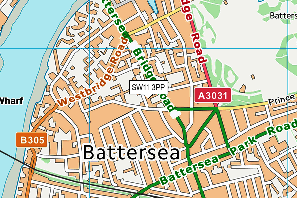 SW11 3PP map - OS VectorMap District (Ordnance Survey)