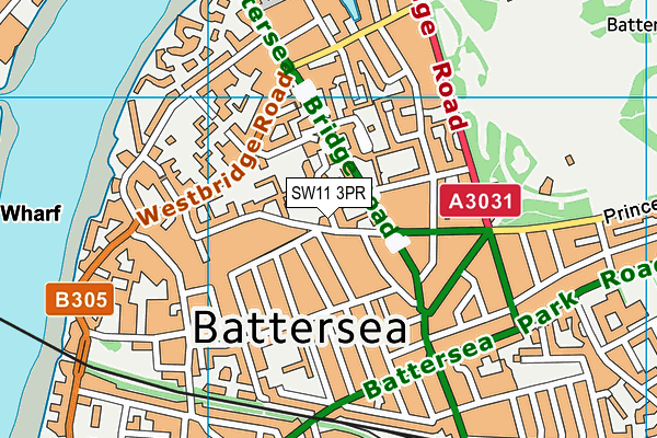 SW11 3PR map - OS VectorMap District (Ordnance Survey)