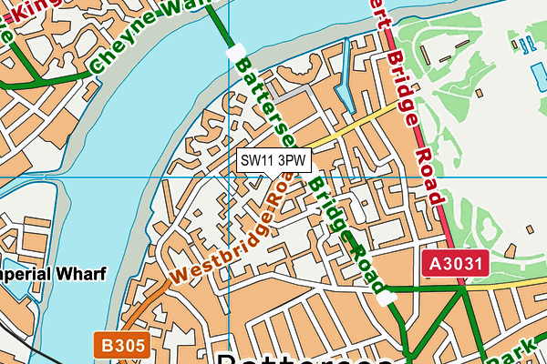 SW11 3PW map - OS VectorMap District (Ordnance Survey)