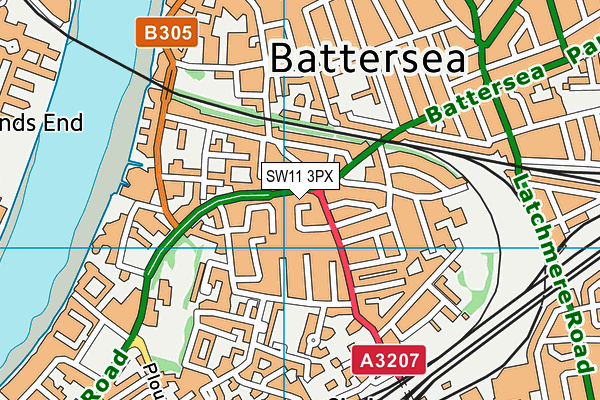 SW11 3PX map - OS VectorMap District (Ordnance Survey)