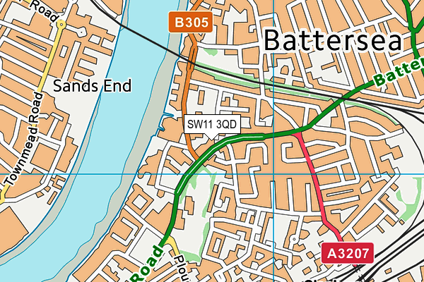 SW11 3QD map - OS VectorMap District (Ordnance Survey)