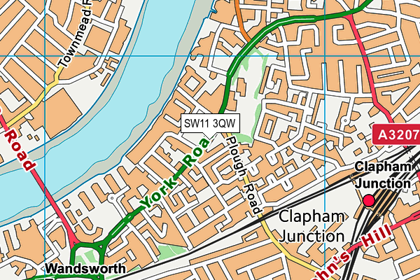 SW11 3QW map - OS VectorMap District (Ordnance Survey)