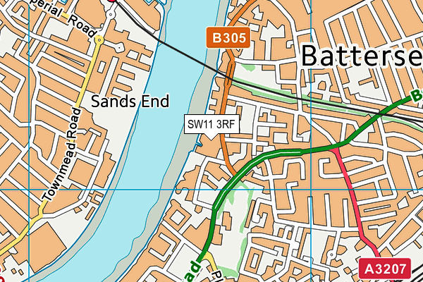 SW11 3RF map - OS VectorMap District (Ordnance Survey)