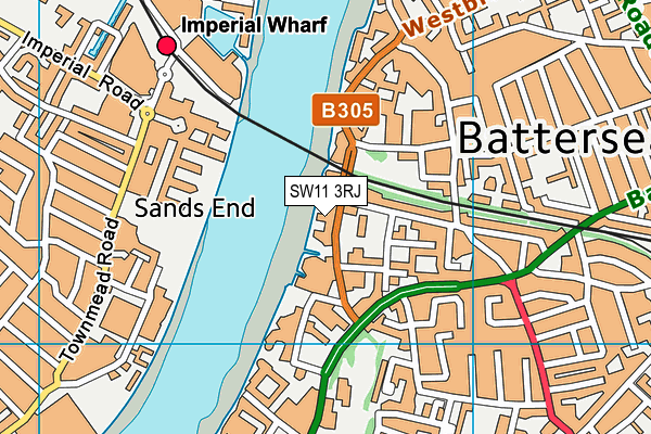 SW11 3RJ map - OS VectorMap District (Ordnance Survey)