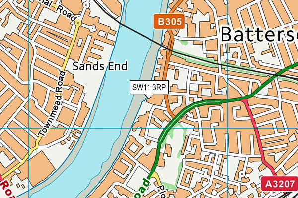 SW11 3RP map - OS VectorMap District (Ordnance Survey)