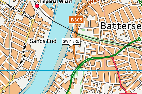 SW11 3RU map - OS VectorMap District (Ordnance Survey)