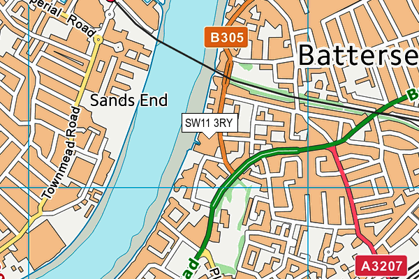 SW11 3RY map - OS VectorMap District (Ordnance Survey)