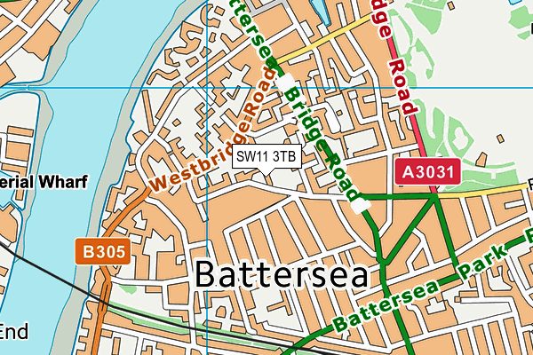 SW11 3TB map - OS VectorMap District (Ordnance Survey)