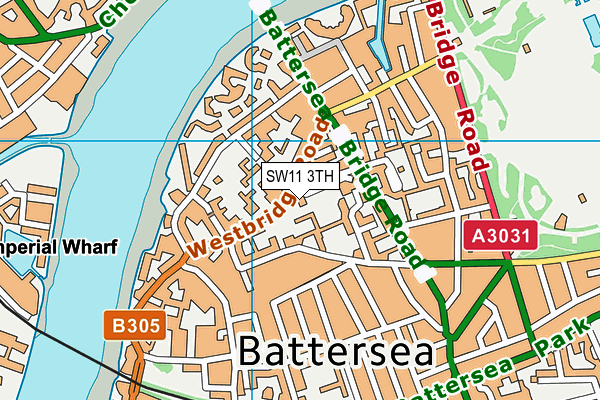 SW11 3TH map - OS VectorMap District (Ordnance Survey)