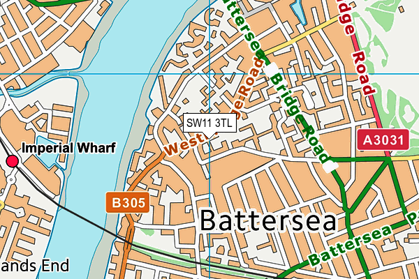 SW11 3TL map - OS VectorMap District (Ordnance Survey)