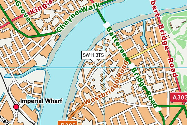 SW11 3TS map - OS VectorMap District (Ordnance Survey)