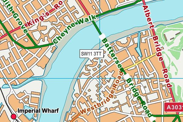 SW11 3TT map - OS VectorMap District (Ordnance Survey)