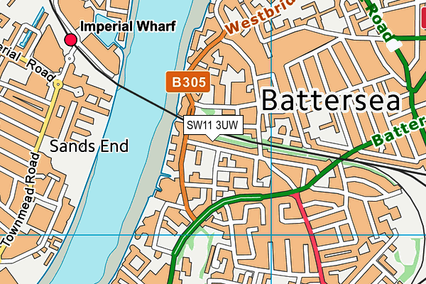 SW11 3UW map - OS VectorMap District (Ordnance Survey)