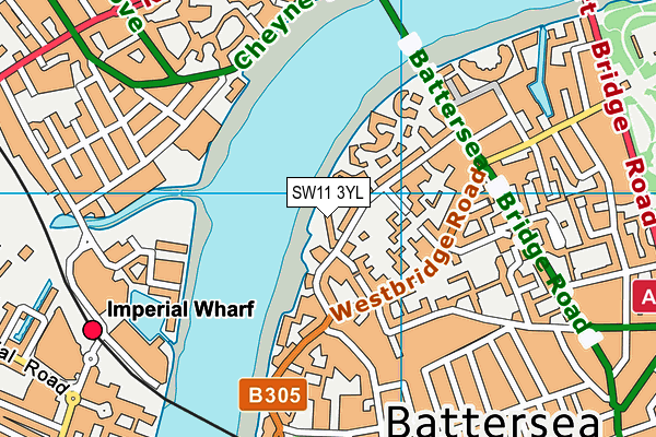 SW11 3YL map - OS VectorMap District (Ordnance Survey)