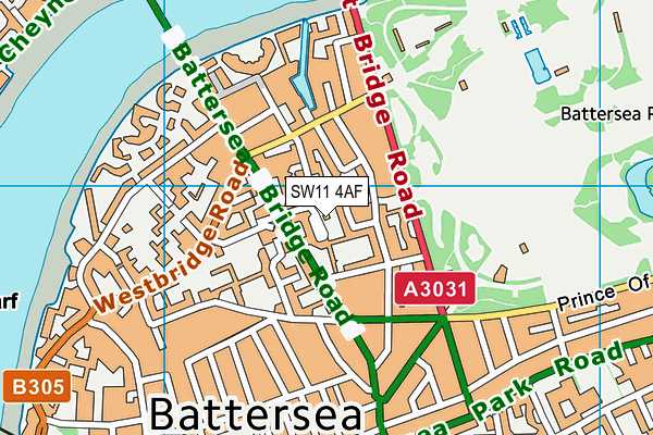 SW11 4AF map - OS VectorMap District (Ordnance Survey)