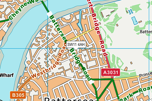 SW11 4AH map - OS VectorMap District (Ordnance Survey)