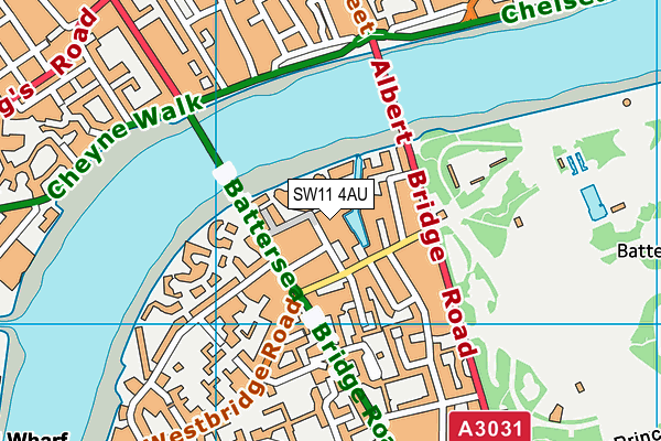 SW11 4AU map - OS VectorMap District (Ordnance Survey)