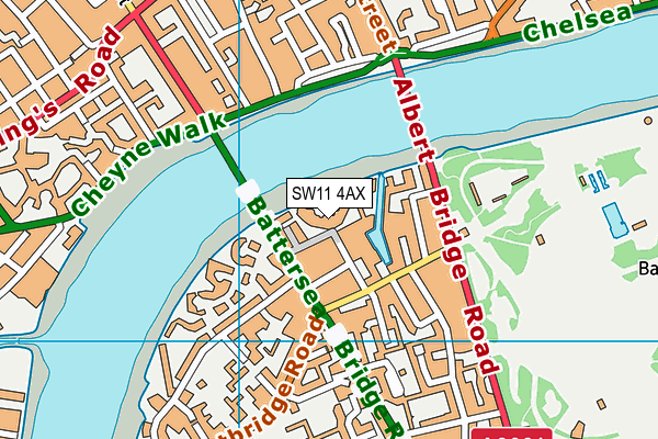 SW11 4AX map - OS VectorMap District (Ordnance Survey)