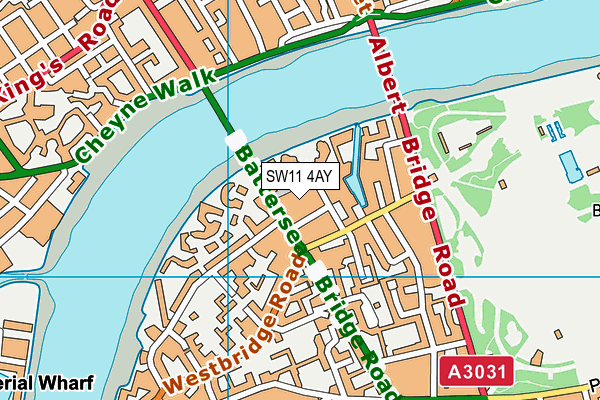 SW11 4AY map - OS VectorMap District (Ordnance Survey)