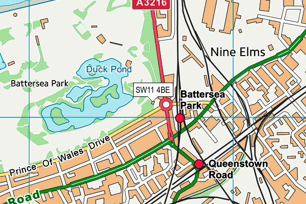 SW11 4BE map - OS VectorMap District (Ordnance Survey)