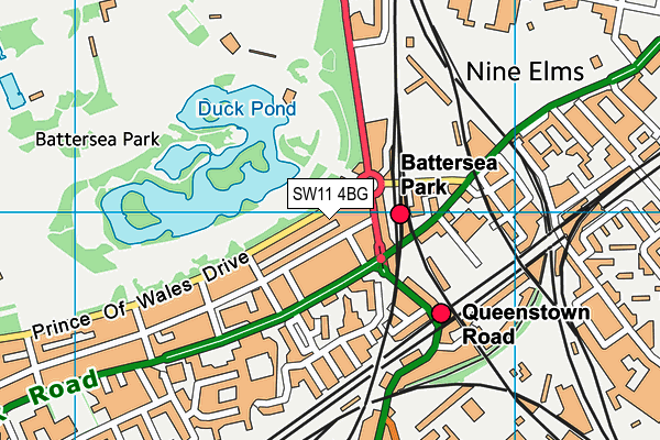 SW11 4BG map - OS VectorMap District (Ordnance Survey)