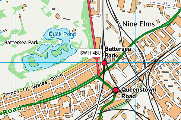 SW11 4BU map - OS VectorMap District (Ordnance Survey)