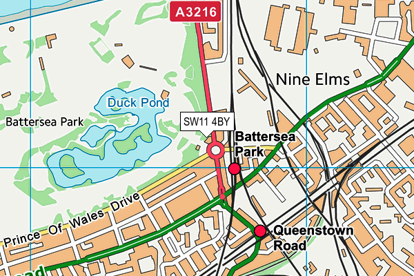 SW11 4BY map - OS VectorMap District (Ordnance Survey)