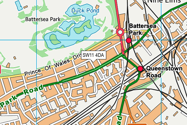 SW11 4DA map - OS VectorMap District (Ordnance Survey)