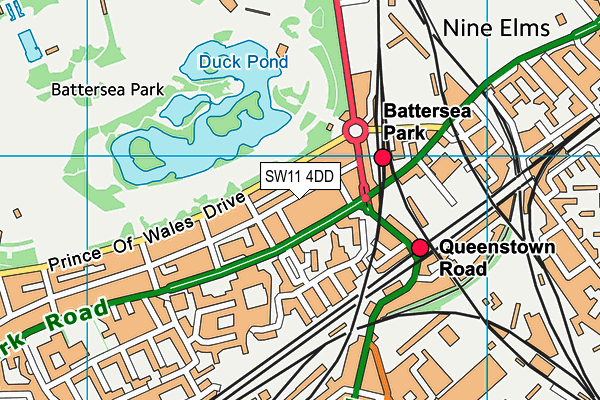 SW11 4DD map - OS VectorMap District (Ordnance Survey)