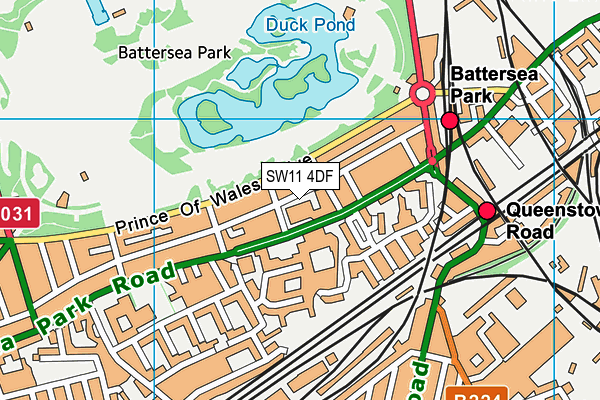 SW11 4DF map - OS VectorMap District (Ordnance Survey)